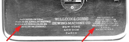 willcox and gibbs sewing machine serial numbers